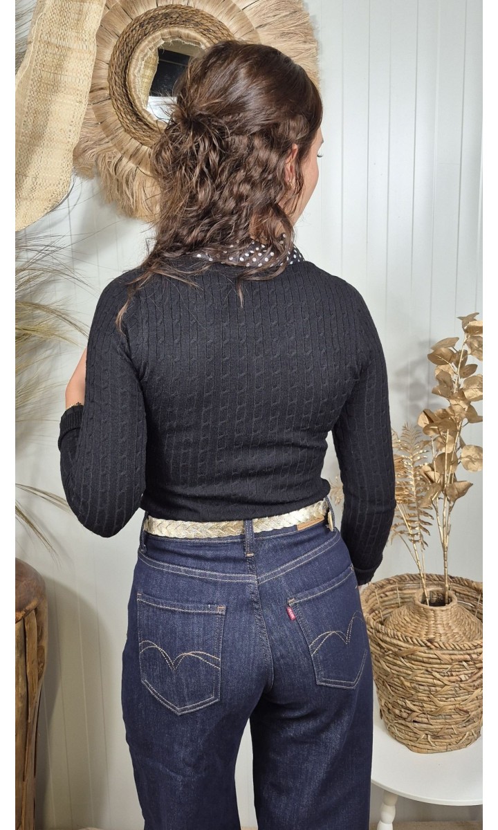 Gilet Yuna lavallière à pois – coloris noir, vue 2