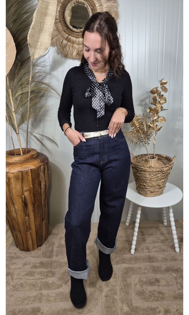 Gilet Yuna lavallière à pois – coloris noir, vue 3