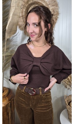 Pull et top Capucine nœud – coloris marron