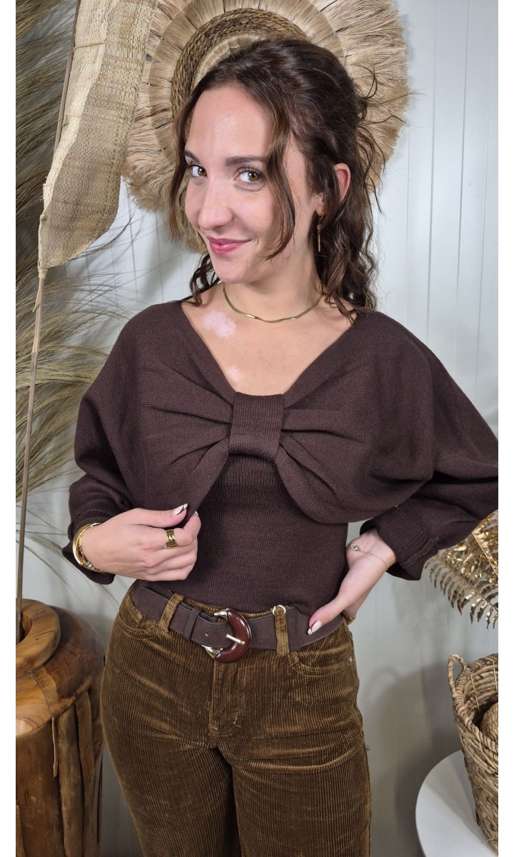 Pull et top Capucine nœud – coloris marron