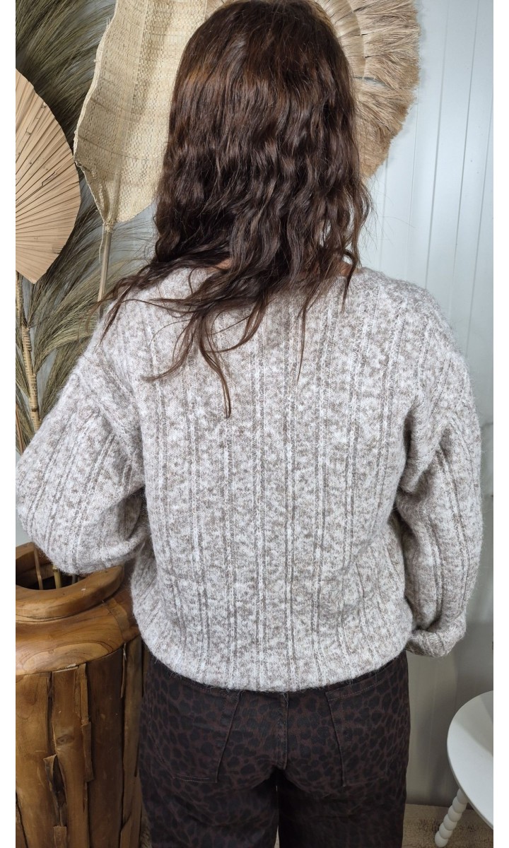Gilet Palomee court torsadé – coloris taupe, vue 2