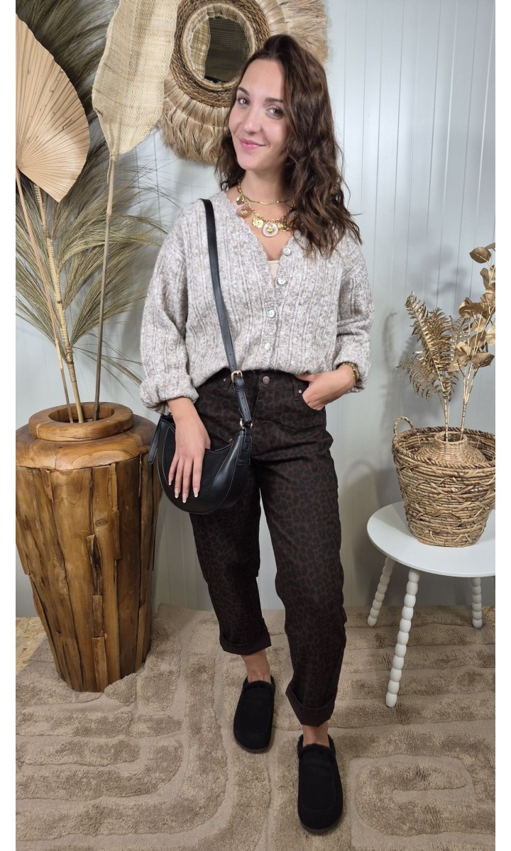 Gilet Palomee court torsadé – coloris taupe, vue 3