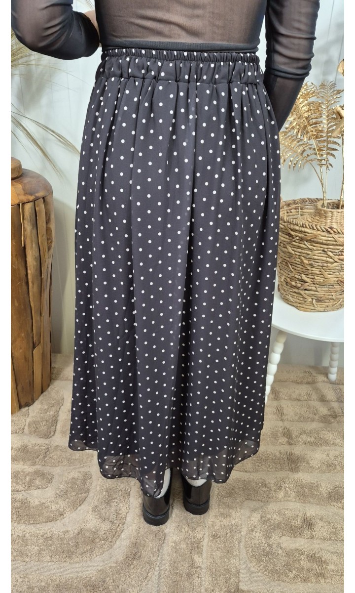 Jupe Theoline midi à pois – coloris noir, vue 3