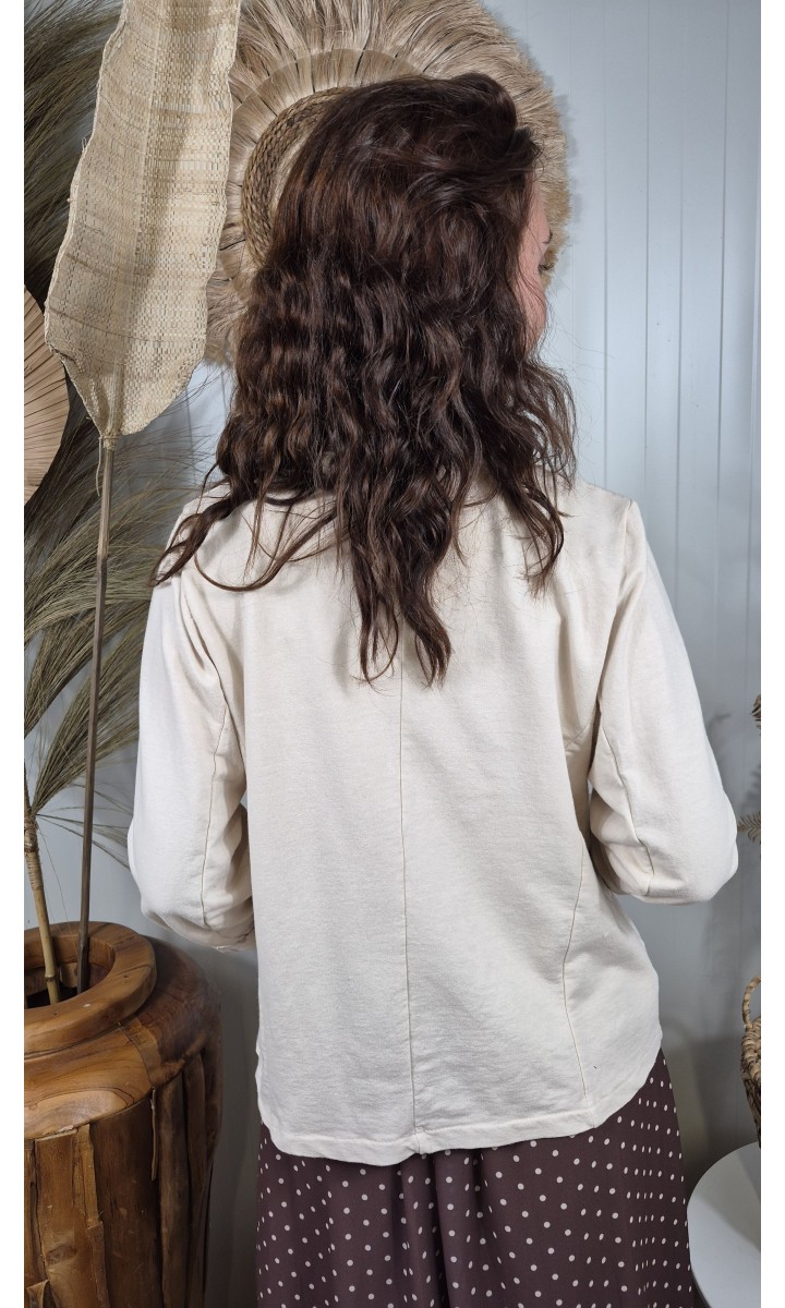 Veste Odine sans boutonnage - revers à pois – coloris beige, vue 2