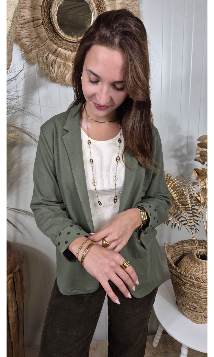 Veste Stephanie tailleur revers pois – coloris kaki