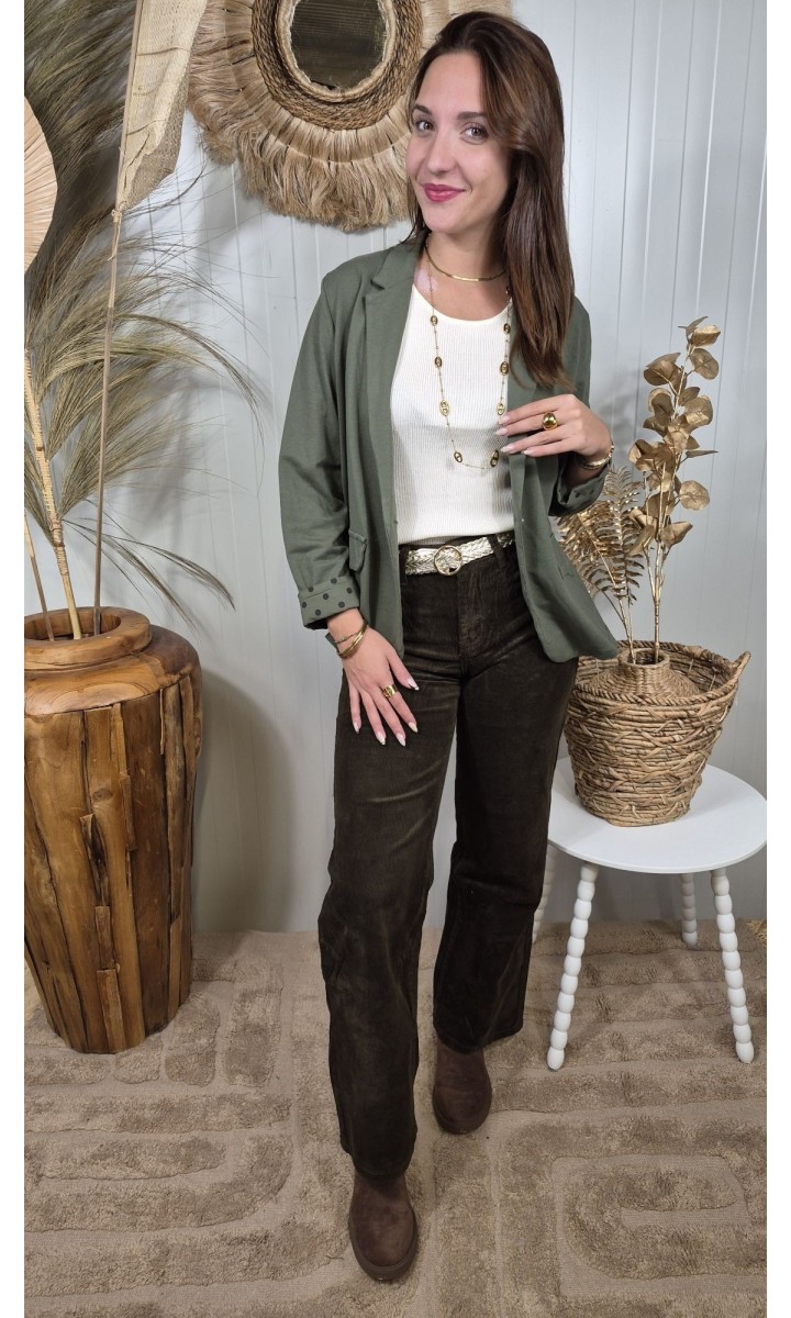 Veste Stephanie tailleur revers pois – coloris kaki, vue 2
