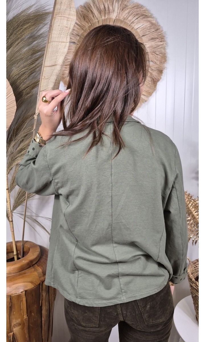 Veste Stephanie tailleur revers pois – coloris kaki, vue 3