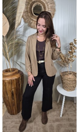 Veste Karima tailleur revers pois – coloris marron