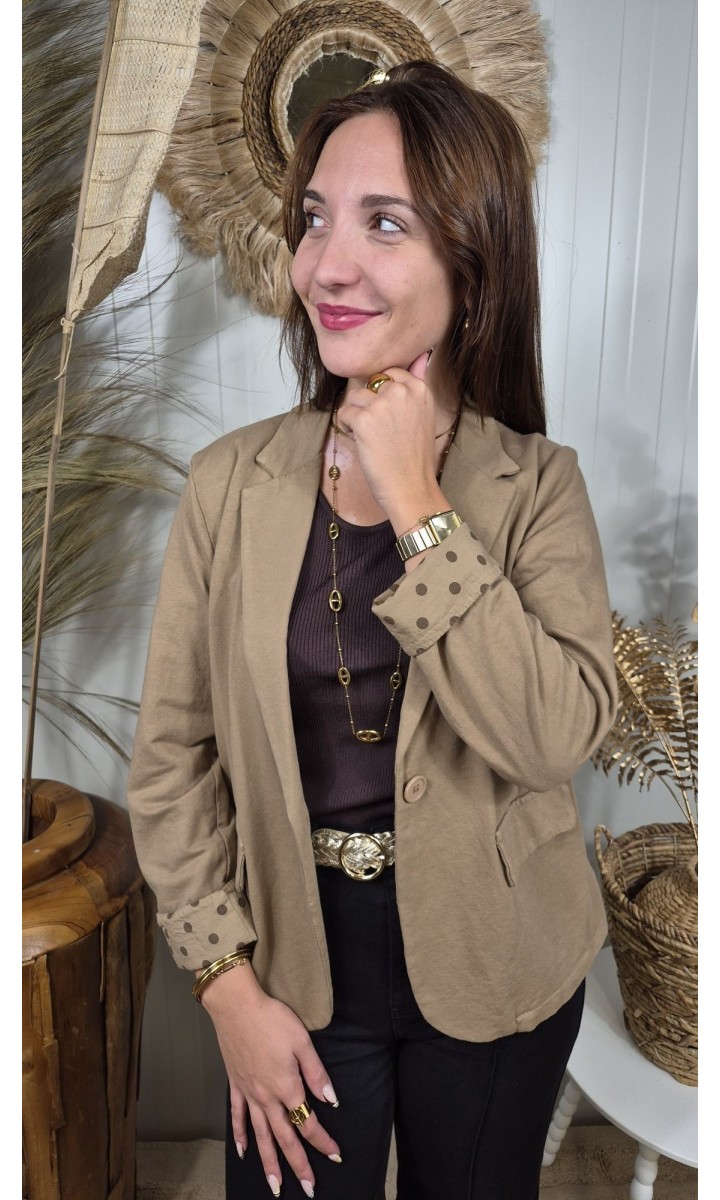 Veste Karima tailleur revers pois – coloris marron, vue 2