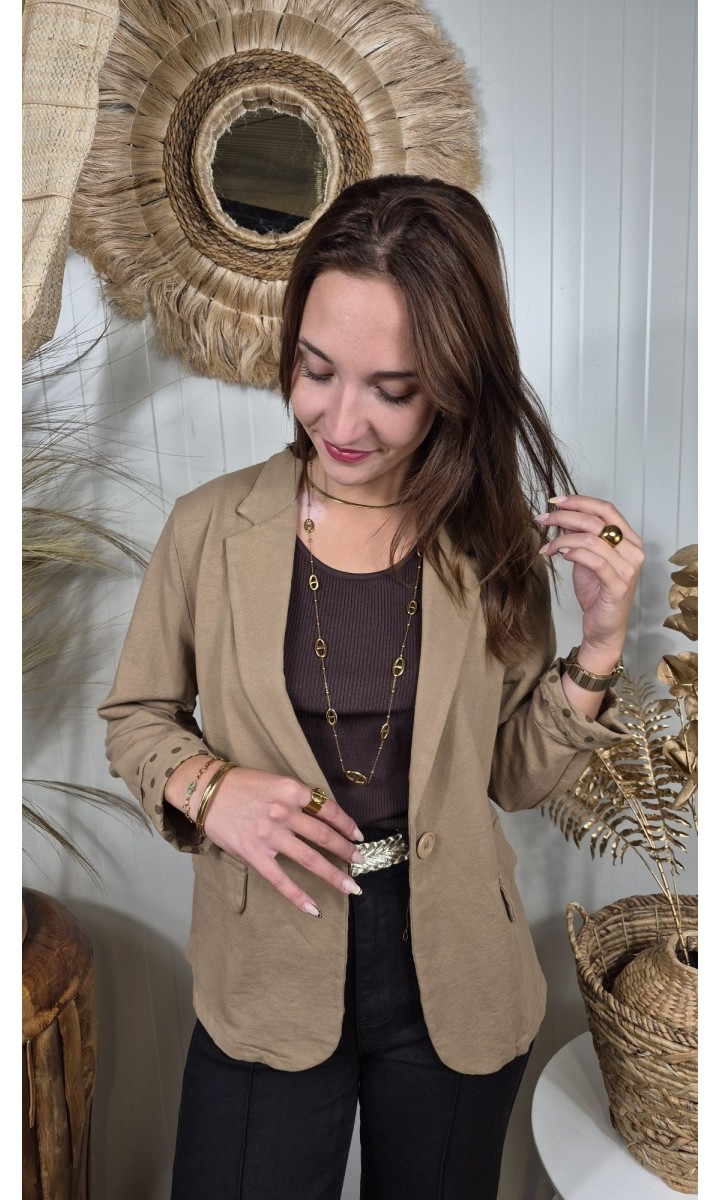 Veste Karima tailleur revers pois – coloris marron, vue 3