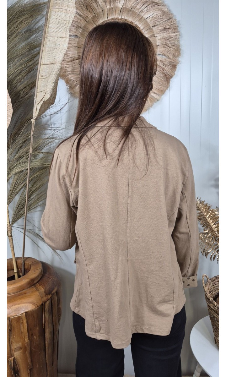 Veste Karima tailleur revers pois – coloris marron, vue 4
