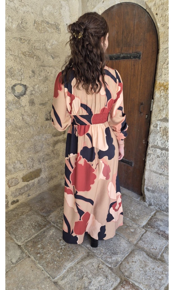 Robe Valeria longue fluide imprimé terracotta – coloris multicolore, vue 3