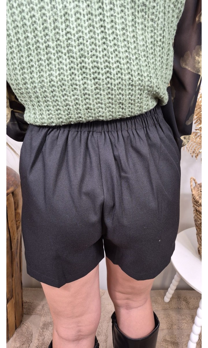 Jupe Lolita jupe-short portefeuille boutons dorés – coloris noir, vue 3