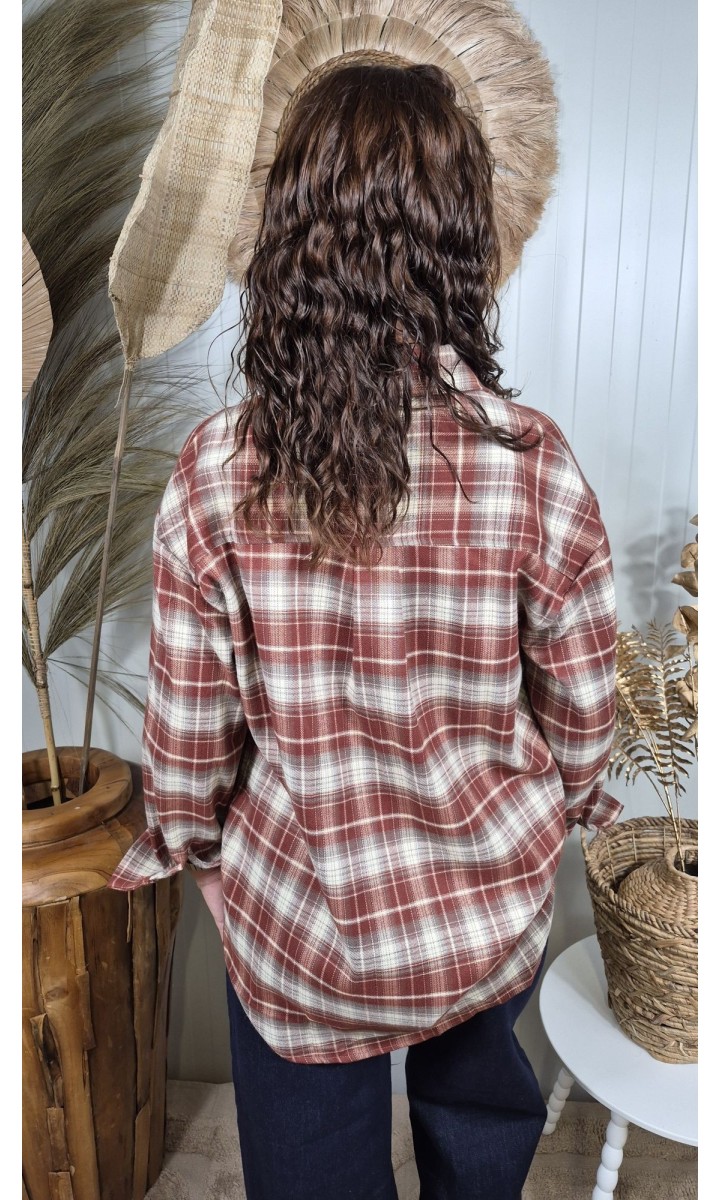 Chemise Zoe oversize à carreaux terracotta – coloris multicolore, vue 3