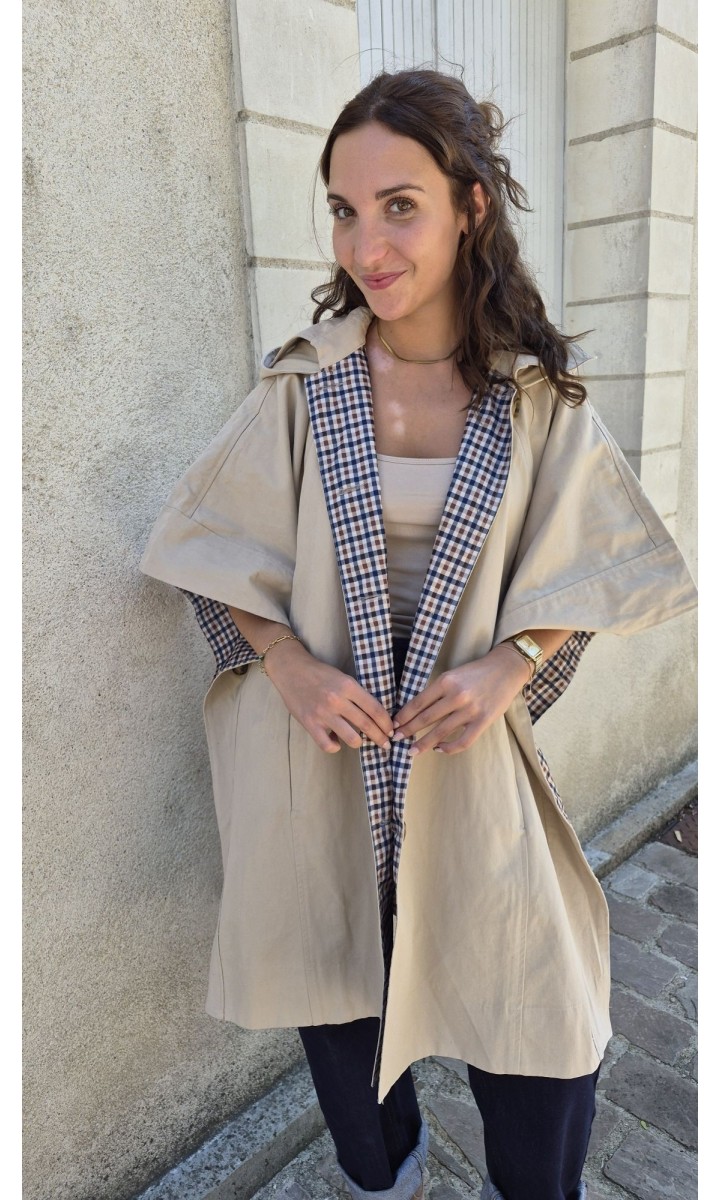 Cape trench Tatiana beige à capuche - 100 % coton – coloris beige, vue 2