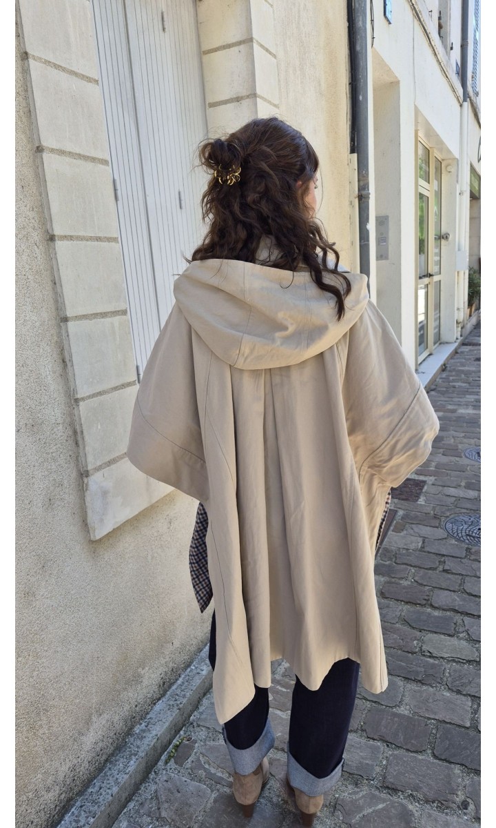 Cape trench Tatiana beige à capuche - 100 % coton – coloris beige, vue 5