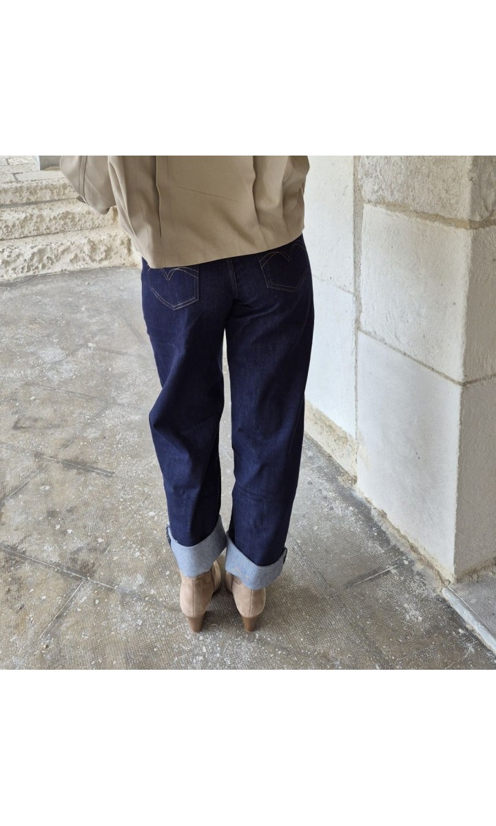 Jeans Francesca wide leg taille haute à revers – vue 3