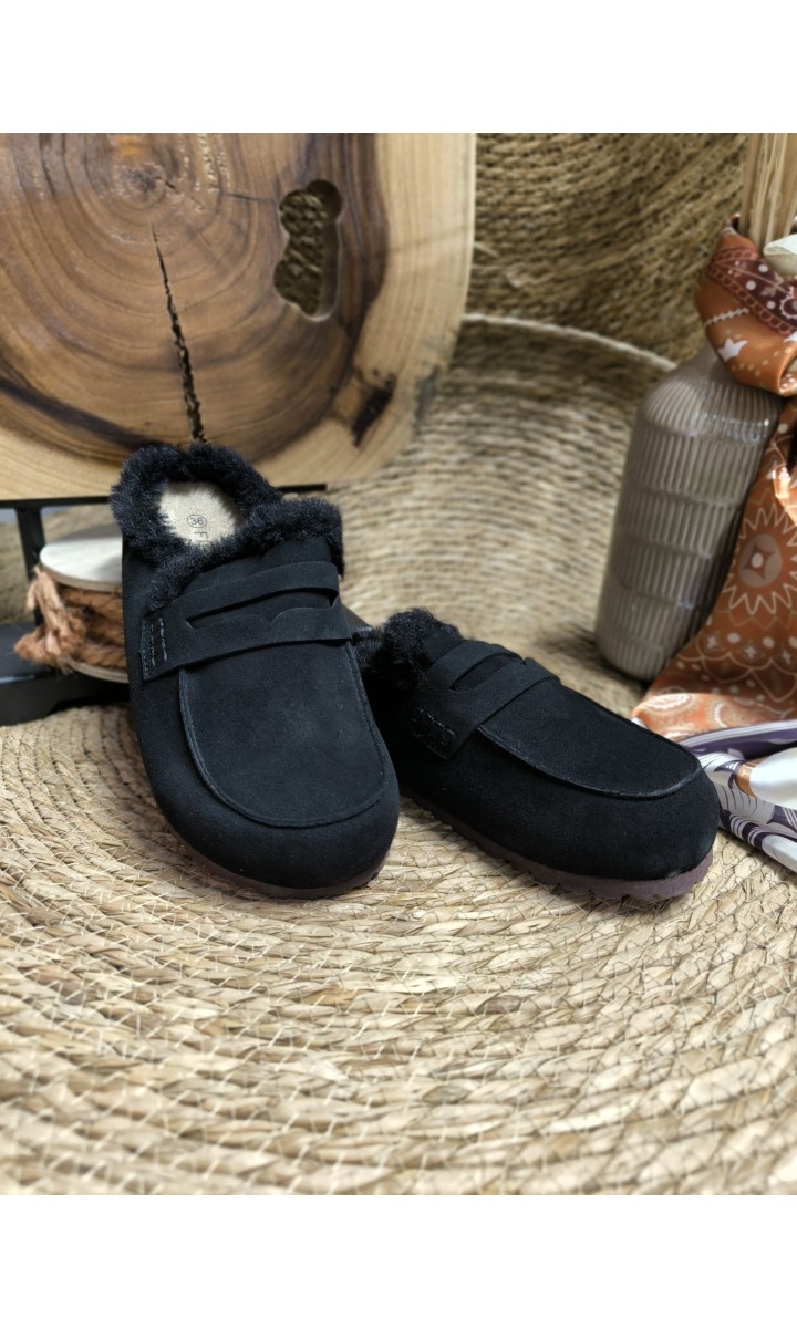 Mules mocassin Sabrina fourrées - semelle crantée