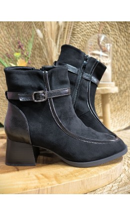 Bottines Carmina suédine et vernis - talon 5 cm – coloris noir