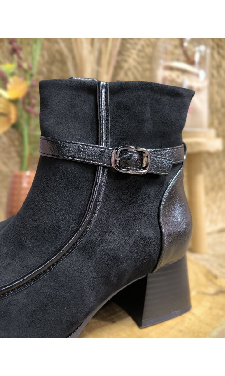 Bottines Carmina suédine et vernis - talon 5 cm – coloris noir, vue 3