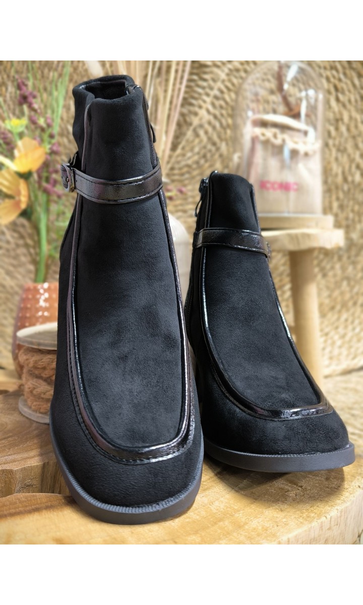 Bottines Carmina suédine et vernis - talon 5 cm – coloris noir, vue 4