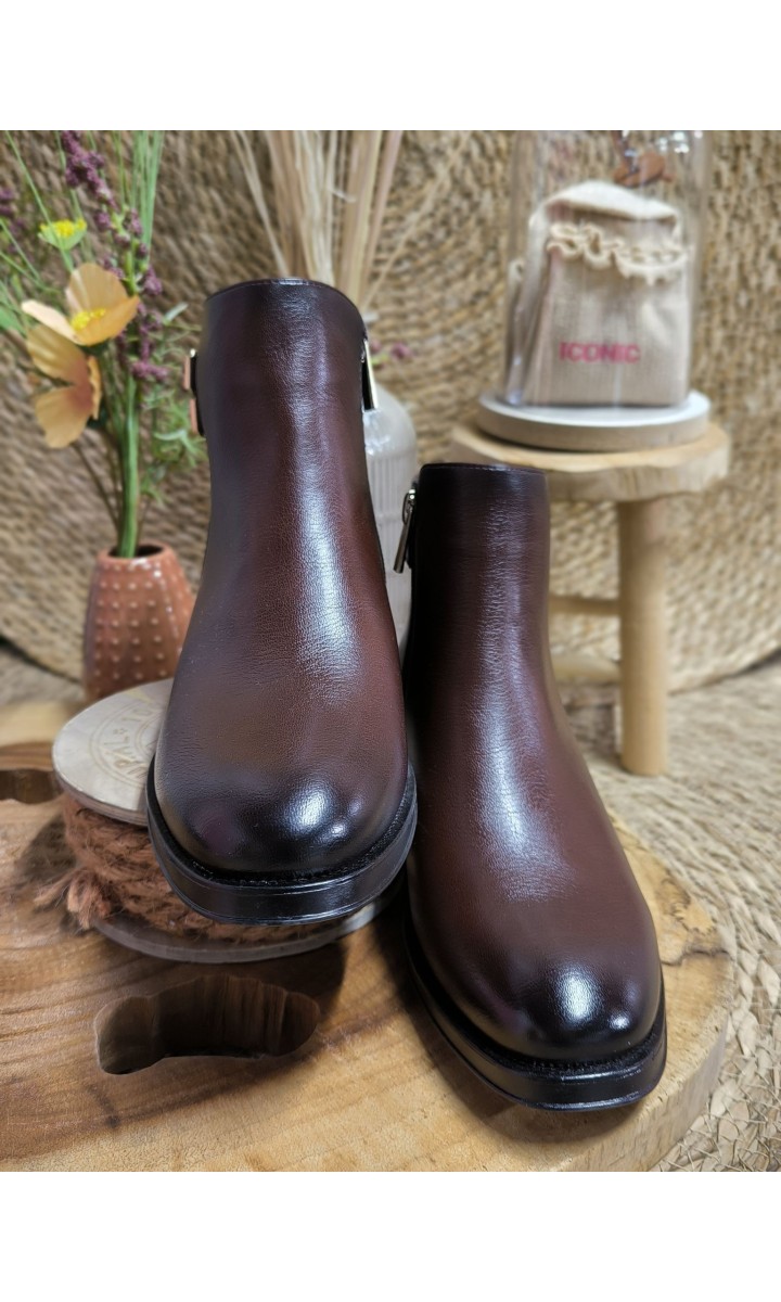 Bottines Astrid double bride dorée - talon 3 cm – vue 3