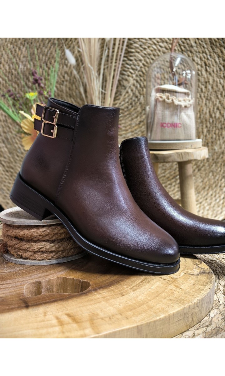 Bottines Astrid double bride dorée - talon 3 cm – vue 5