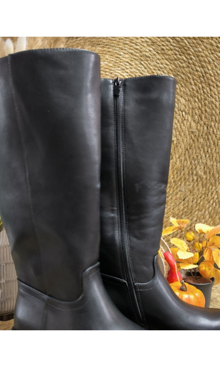 Bottes Elvina sous le genou - talon 3 cm – coloris noir, vue 2