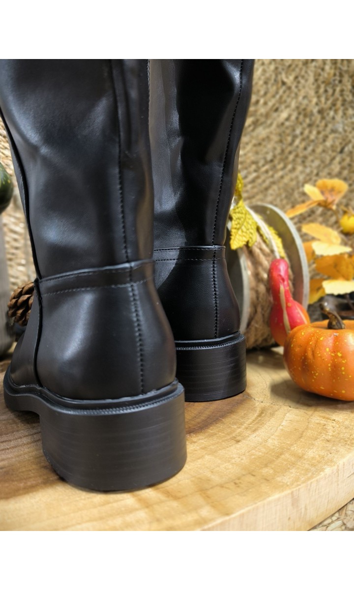 Bottes Elvina sous le genou - talon 3 cm – coloris noir, vue 3