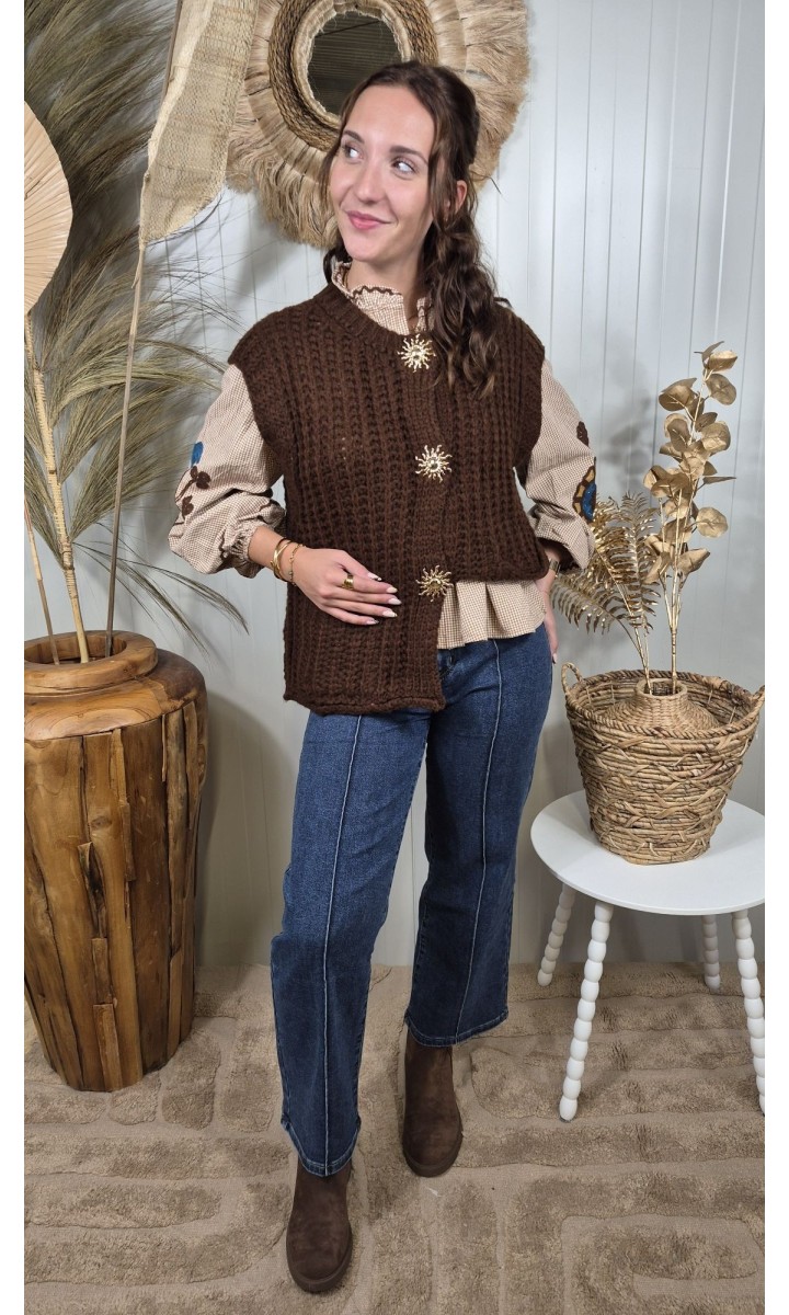 Jeans Manuelle taille haute coutures apparentes – coloris bleu, vue 3