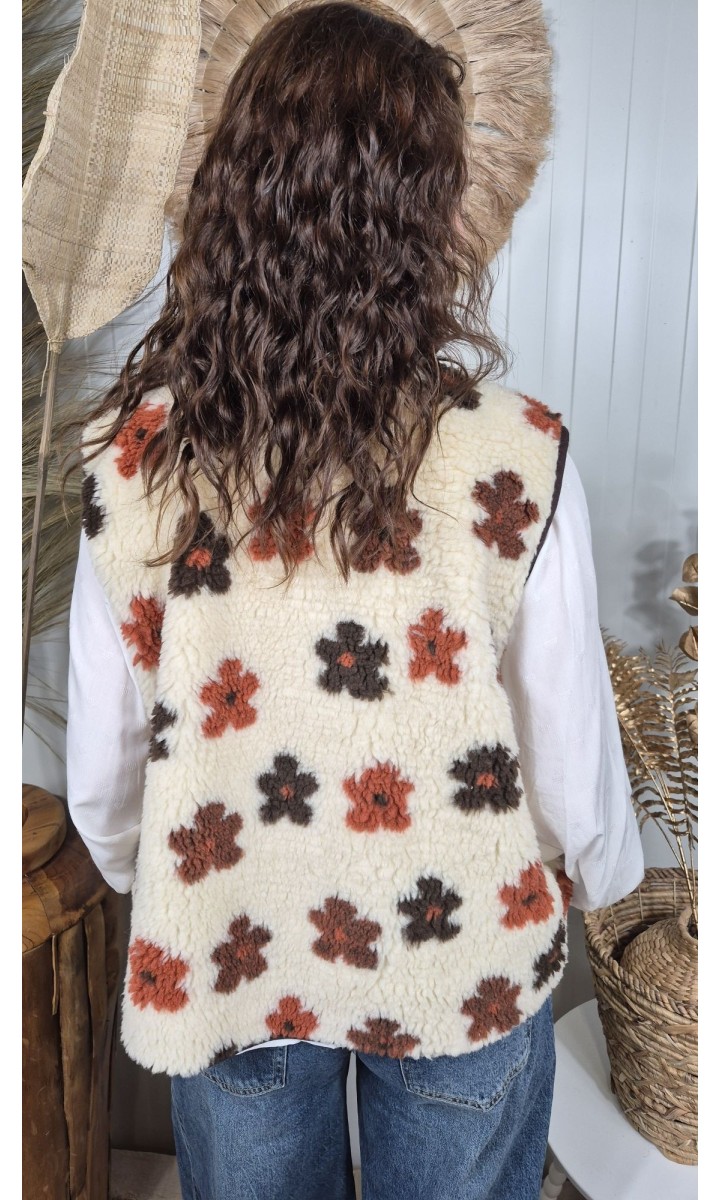Gilet Enora sans manches col V - boutons écaille – coloris beige, vue 2