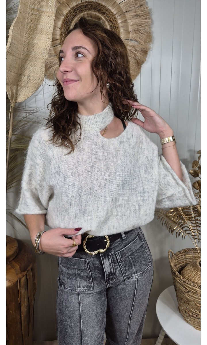 Pull Grison col choker oversize gris – coloris gris