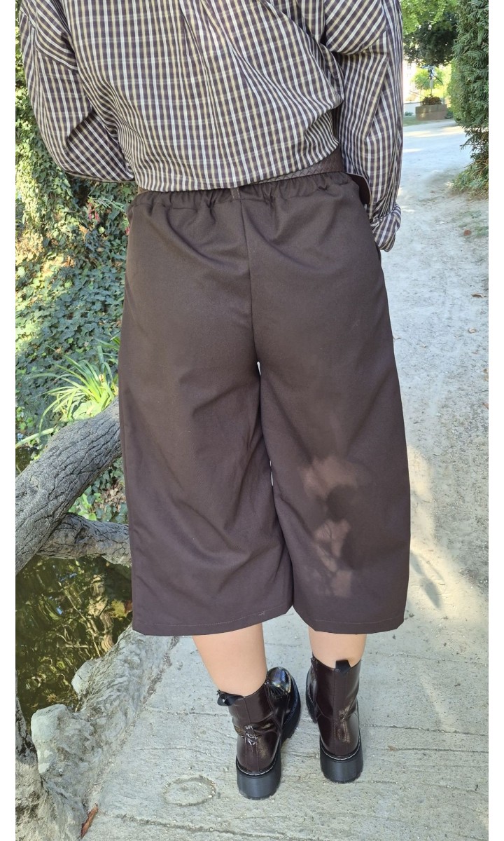 Pantacourt Emolie taille haute à pinces – coloris marron, vue 3