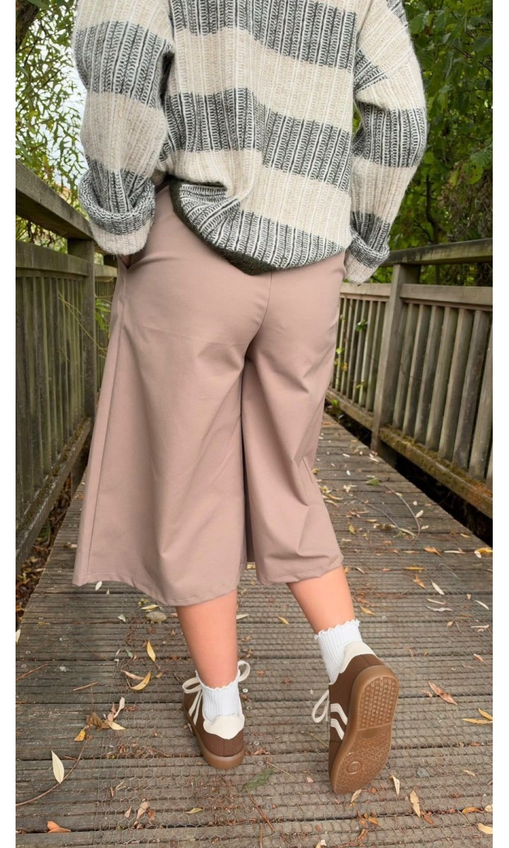Pantacourt Sarah jupe-culotte - ceinture offerte – coloris taupe, vue 3
