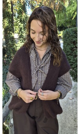 Gilet Monique oversize en maille alpaga – coloris marron