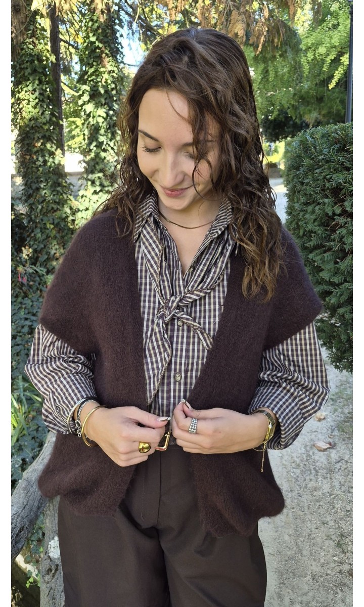 Gilet Monique oversize en maille alpaga – coloris marron