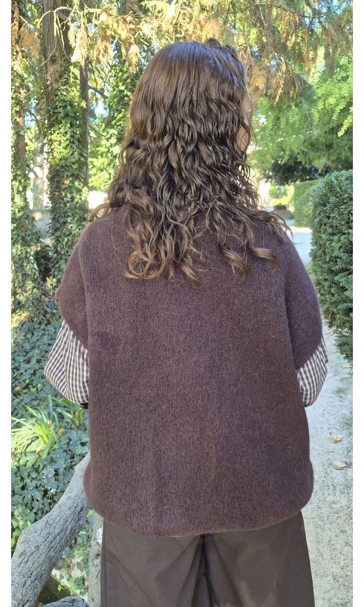 Gilet Monique oversize en maille alpaga – coloris marron, vue 2