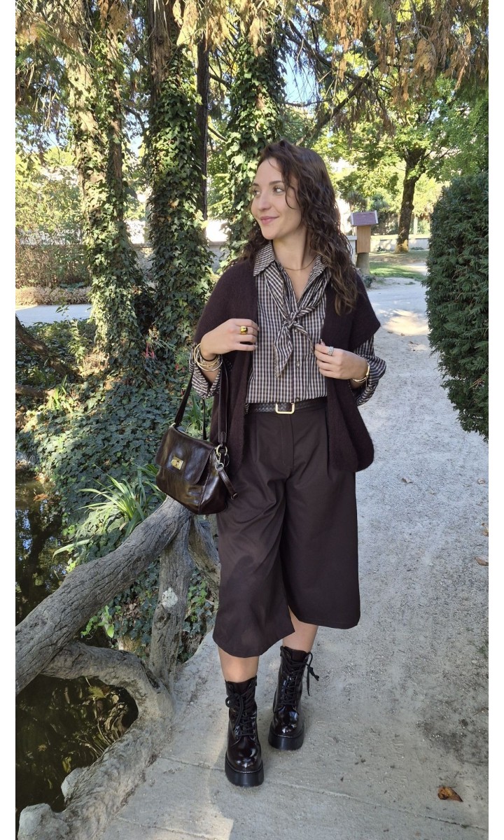 Gilet Monique oversize en maille alpaga – coloris marron, vue 3