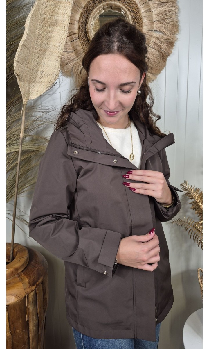 Parka Leonce à capuche - pressions dorées – coloris marron, vue 2