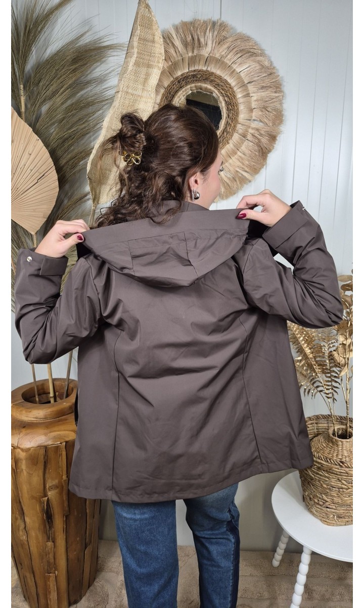 Parka Leonce à capuche - pressions dorées – coloris marron, vue 3