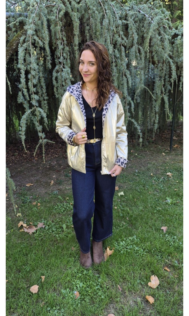 Parka réversible Lisa dorée et léopard – coloris doré, vue 2