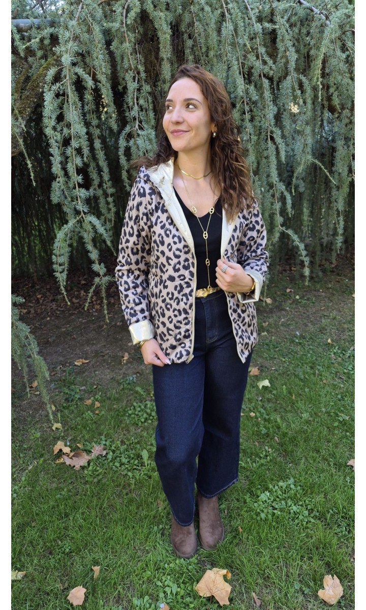 Parka réversible Lisa dorée et léopard – coloris doré, vue 4