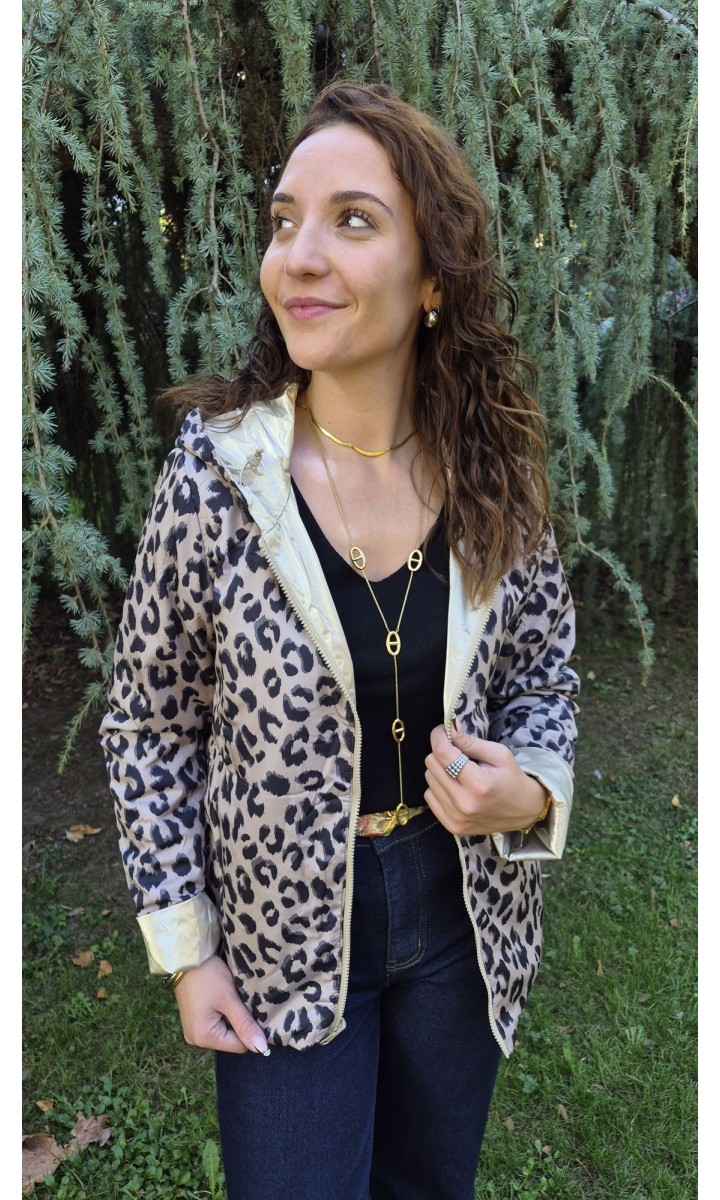 Parka réversible Lisa dorée et léopard – coloris doré, vue 5