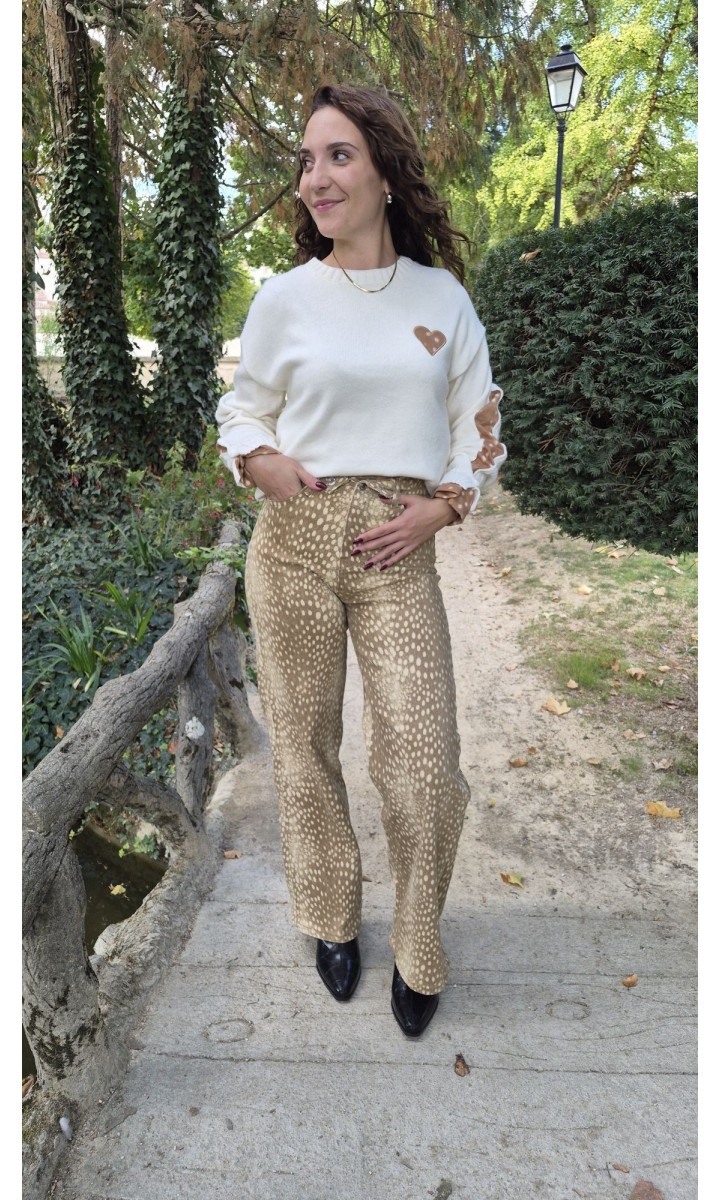 Pull Armelita écusson cœur motif bambi – coloris beige, vue 3