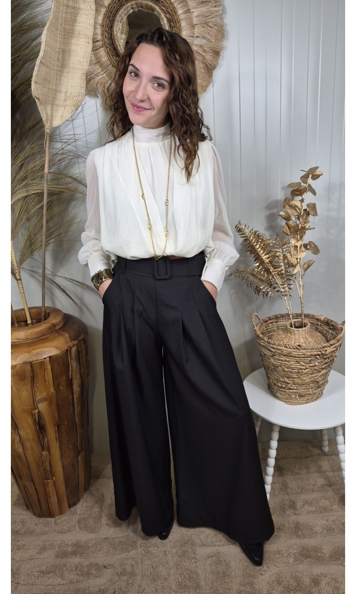 Blouse Barbara col drapé et nœud au dos – coloris beige, vue 3