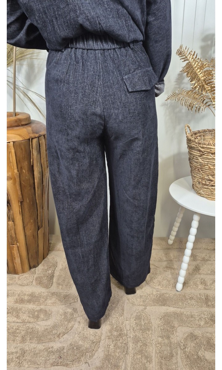 Pantalon Ondine poches cavalières - dos élastiqué – coloris bleu, vue 3