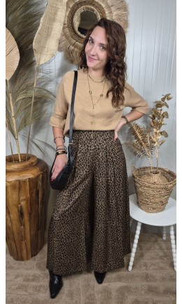 Pantalon Leo taille haute découpe portefeuille – coloris léopard