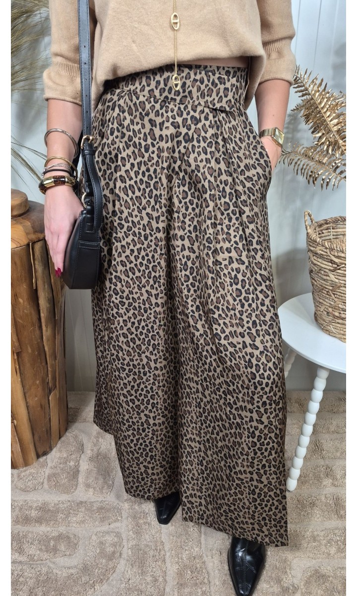 Pantalon Leo taille haute découpe portefeuille – coloris léopard, vue 2