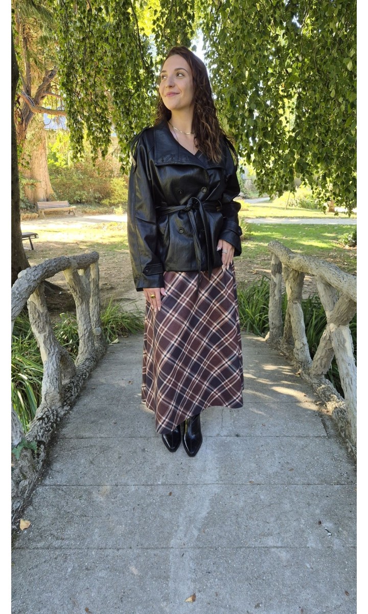 Veste Lou-Anne trench court simili cuir ceinturé – coloris noir, vue 3