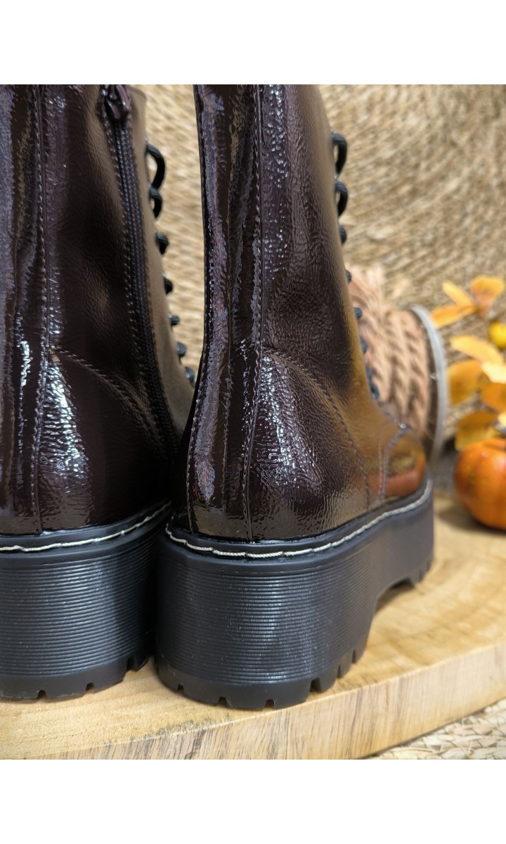 Bottines Ramie vernis craquelé - semelle crantée – coloris marron, vue 4